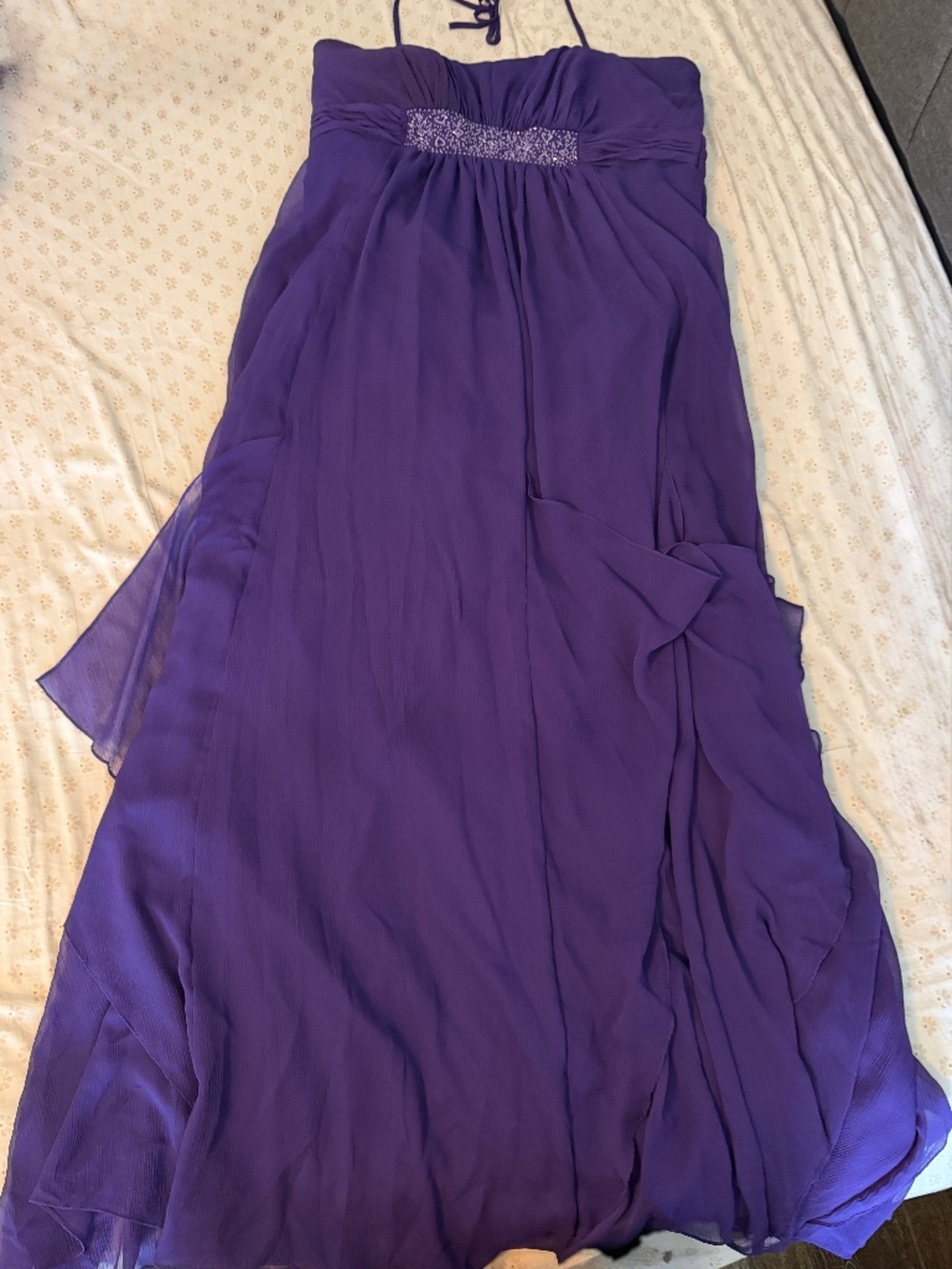 David's Bridal Size 12 Purple Chiffon Strapless Formal Maxi Dress